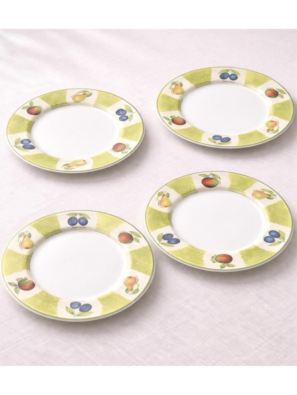 Duchess England 1950s Set Of 4 Orchard Fruit Fine Bone China Dinner Plates 10.5”